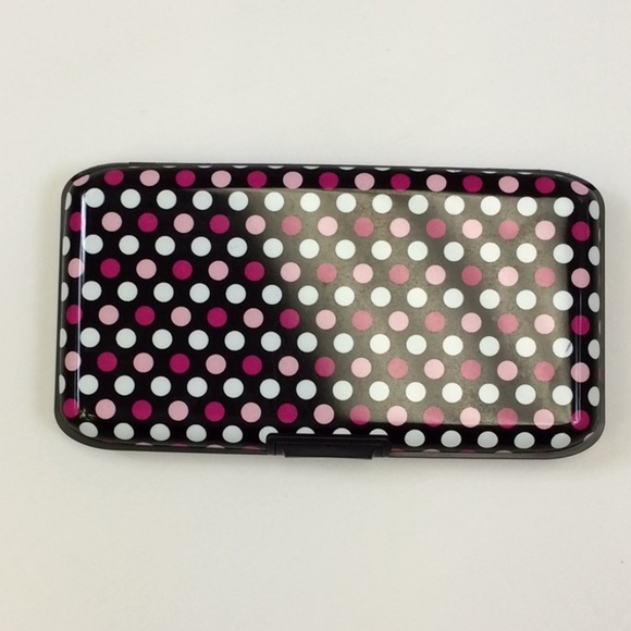 Handbags - Pink Polka Dot Metal Security Wallet